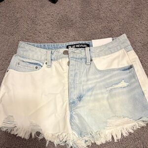 Blue Revival Two-Tone Distressed Jean Shorts